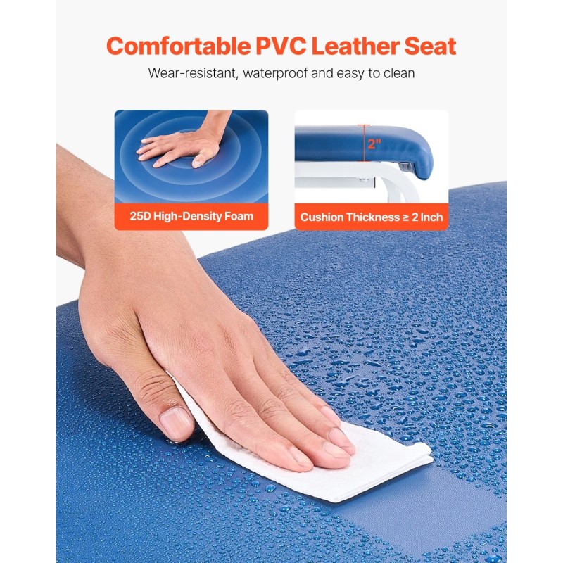 Verinäytteenottotuoli hiiliteräsrunko PVC-keinonahkainen pehmustettu istuin säädettävät käsinojat 181 kg kantavuus