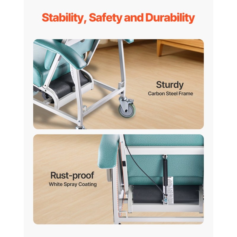 Geriatrinen lepotuoli neliasentoinen selkänoja hiiliteräsrunko pehmustettu muovinahkainen istuin