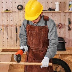 Hitsausesiliina naudannahkainen liekinkestävä ruskea kuusi työkalutaskua