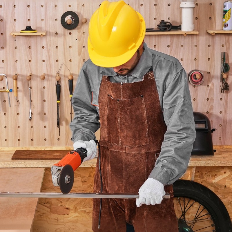 Hitsausessu naudannahkainen halkiolahkeinen liekinkestävä koko XL ruskea