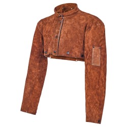 Nahkainen hitsausviitta hihoilla naudannahka koko L hitsaukseen kaksi työkalutaskua