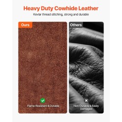 Hitsausviitta lehmännahkainen hihoilla keskikoko ruskea kaksi työkalutaskua