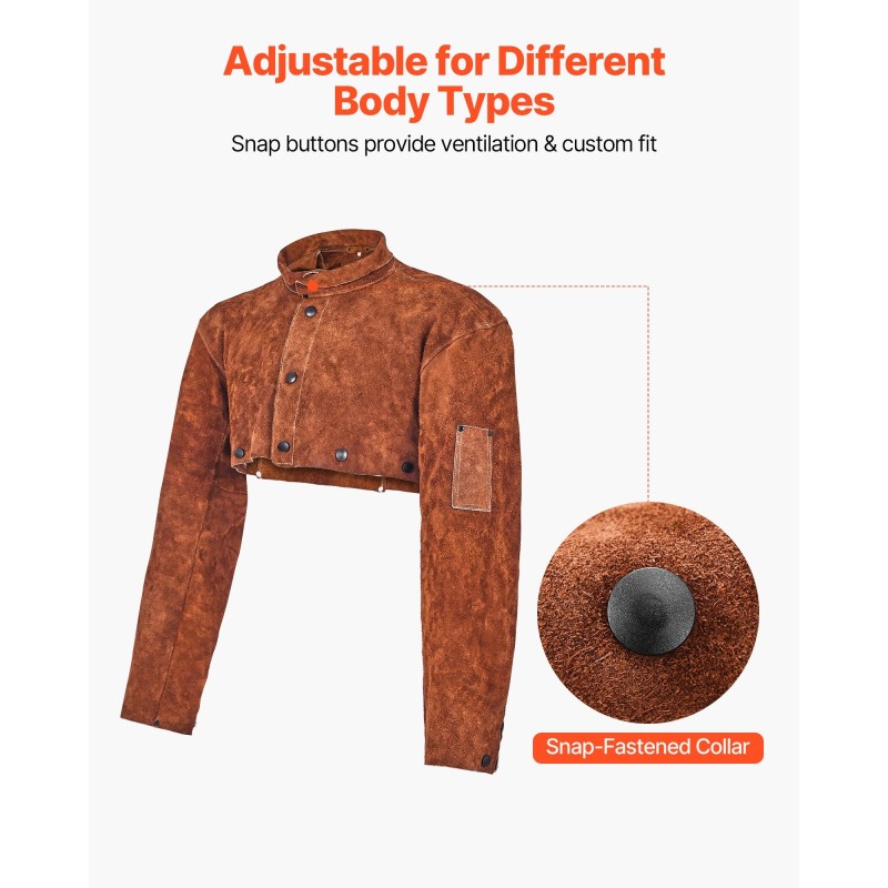 Hitsausviitta hihoilla lehmännahkainen koko XL ruskea kaksi työkalutaskua hitsaukseen ja takomiseen