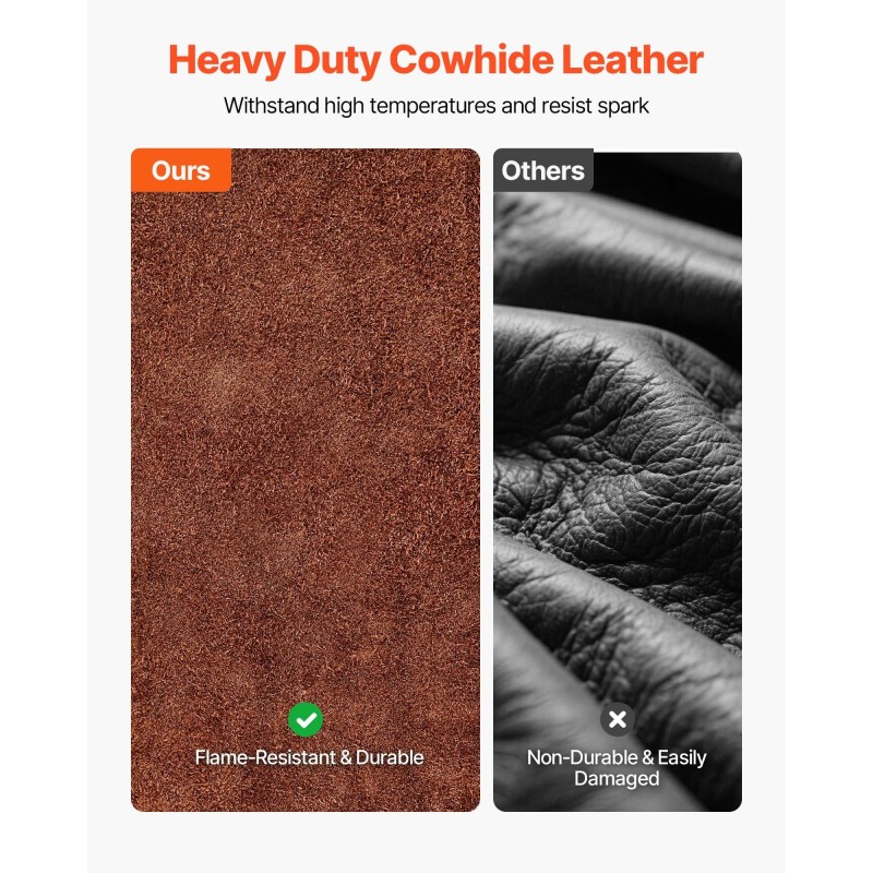 Naudanahkaiset hitsaushihat 18 tuumaa palonkestävät kuumuutta kestävät ruskeat