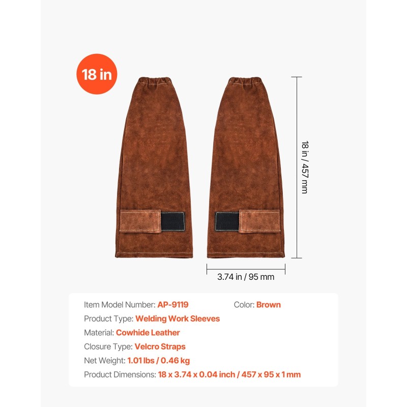 Naudanahkaiset hitsaushihat 18 tuumaa palonkestävät kuumuutta kestävät ruskeat