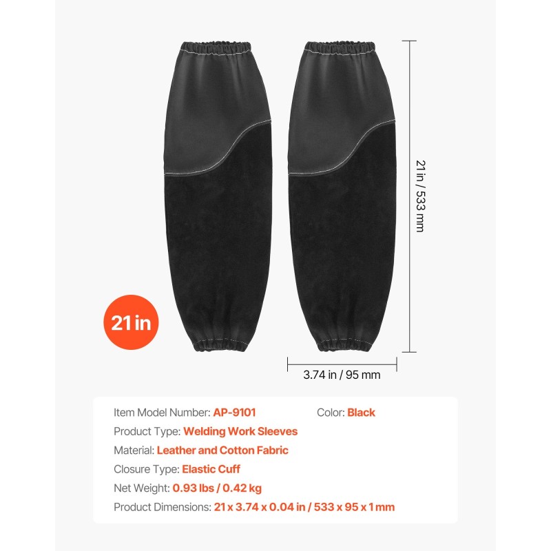 Hitsaushihat naudannahkaa ja paloa hidastavaa puuvillaa pitkät joustavilla hihansuilla hitsaukseen