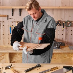 Hitsaushihat naudannahkaa ja paloa hidastavaa puuvillaa pitkät joustavilla hihansuilla hitsaukseen