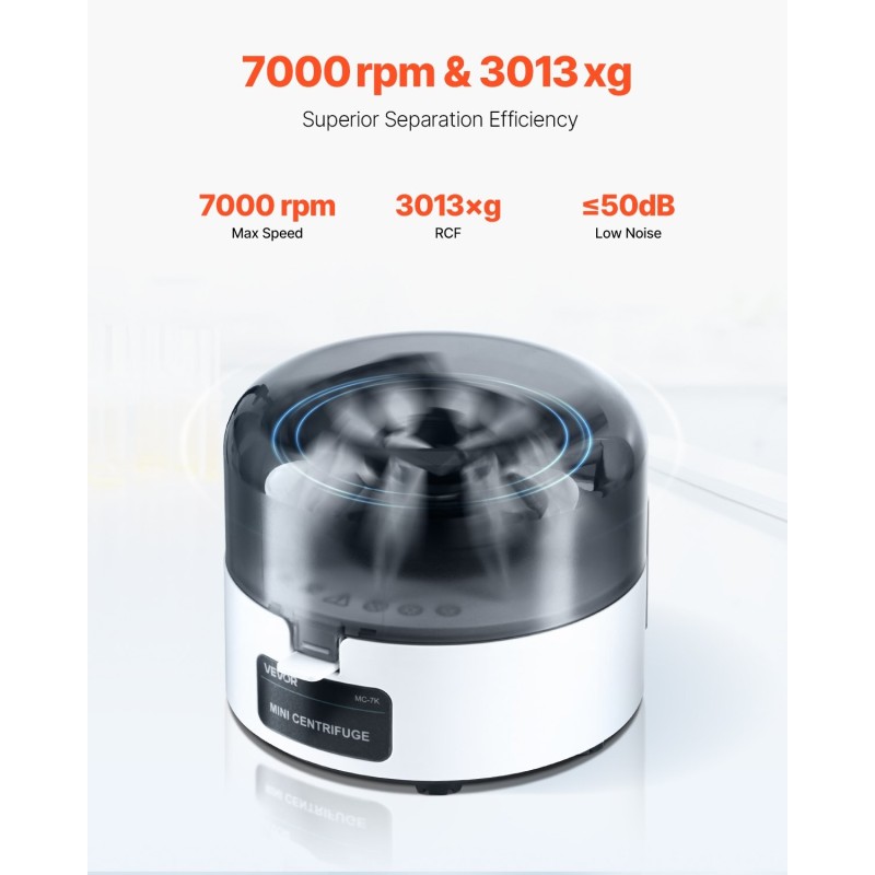 Pöytäsentrifugi muovi ja teräs 7000 kierrosta minuutissa kaksoisroottori