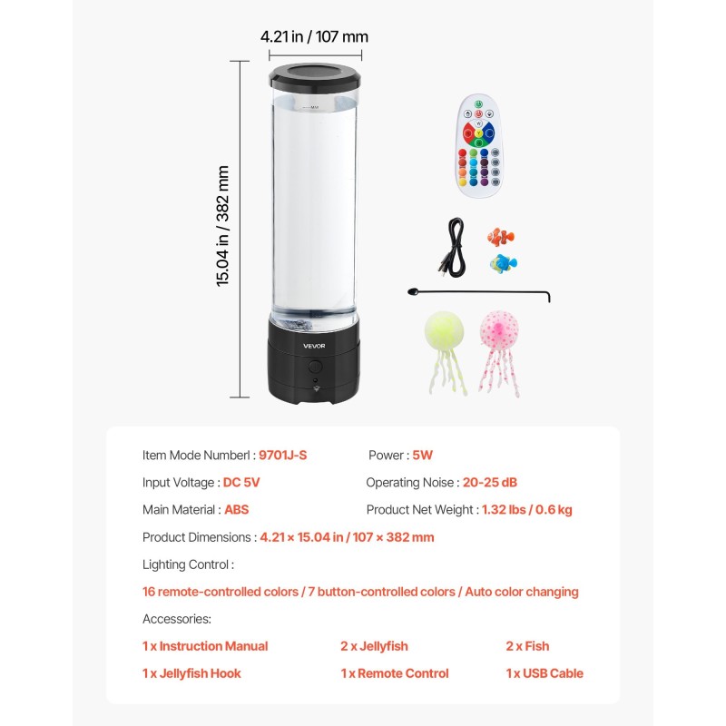 Pöytämallinen kuplalamppu viisitoista tuumaa kaukosäätimellä kuusitoista väriä rentoutukseen