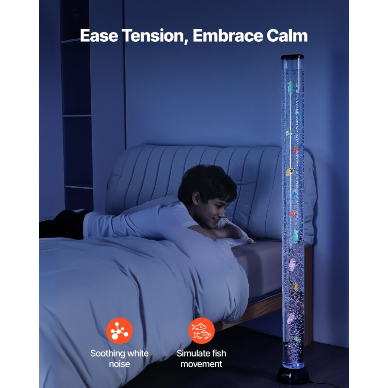 Kuplaputkilamppu lattialla seisova 150 cm 16 väriä kaukosäädin hiljainen 40–45 dB