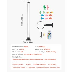Kuplaputkilamppu lattialla seisova 150 cm 16 väriä kaukosäädin hiljainen 40–45 dB