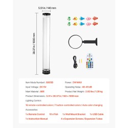 Kuplaputkilamppu ABS noin 1 m lattialla seisova 16 värin kaukosäätimellä