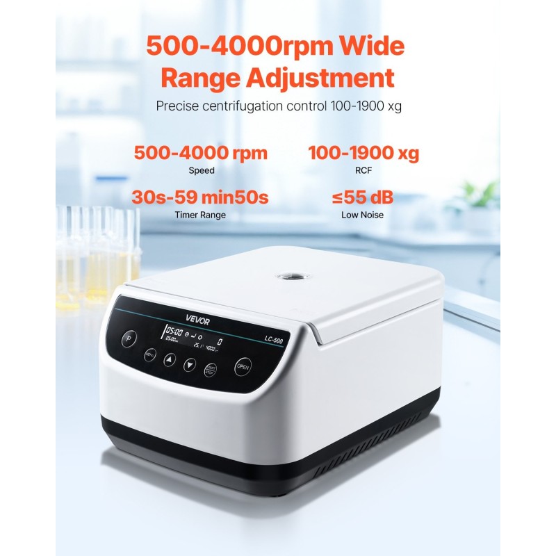 Pöytäsentrifugi matalanopeuksinen 500–4000 kierrosta minuutissa 100–1900 g 8 kpl 15 ml laboratorioon