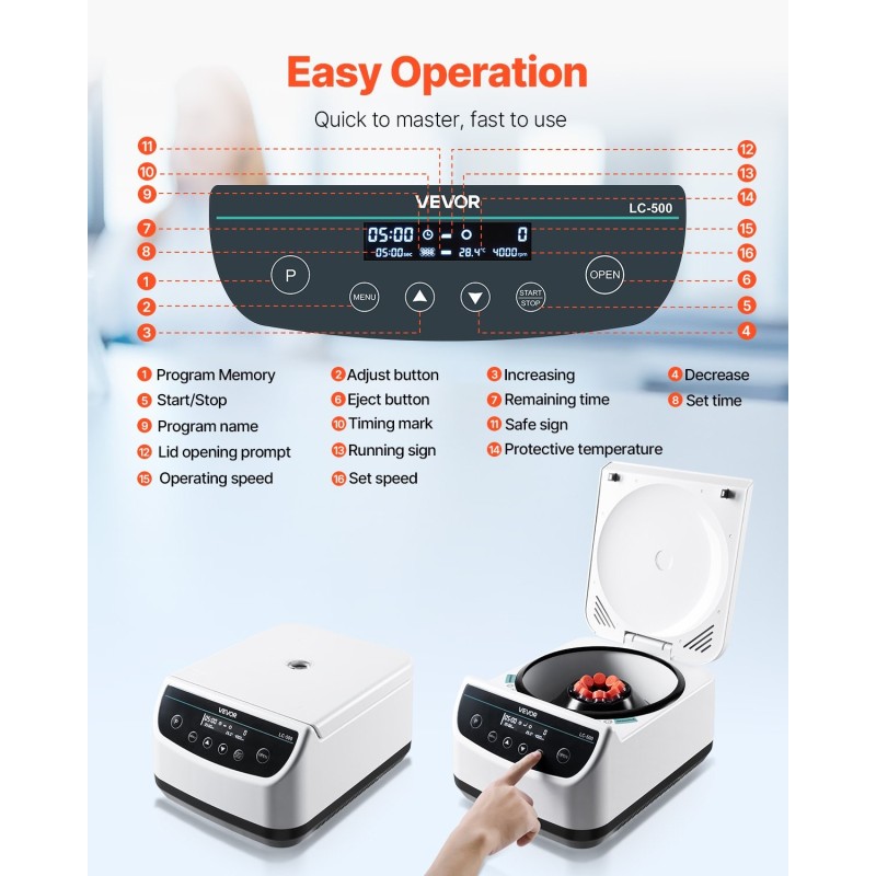 Pöytäsentrifugi matalanopeuksinen 500–4000 kierrosta minuutissa 100–1900 g 8 kpl 15 ml laboratorioon