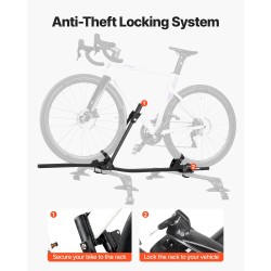 Kattopyöräteline pystyasennettava alumiinirunkoinen yhdelle polkupyörälle lukittava 20–29 tuuman renkaisiin sopiva