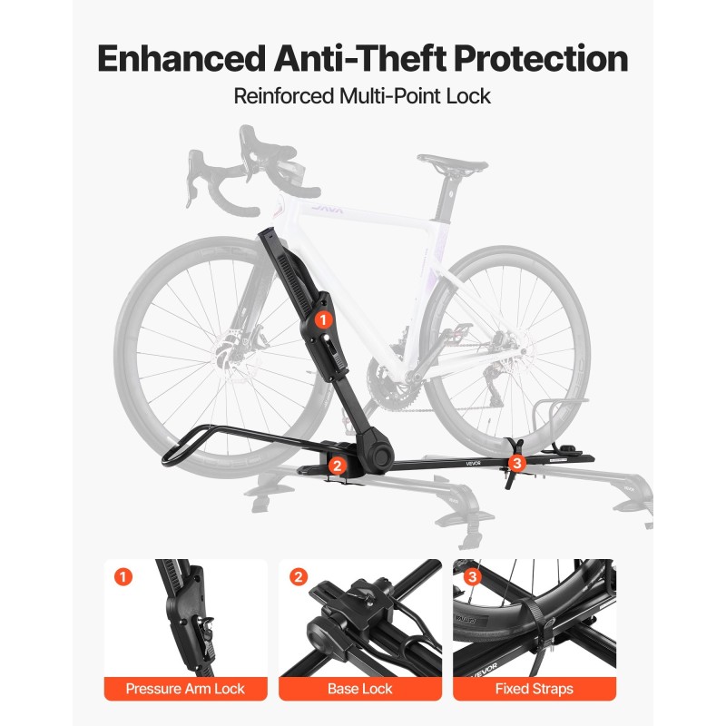 Taitettava kattoteline yhdelle pyörälle alumiinirunkoinen 15 kg kantavuus 20–29 tuuman renkaille