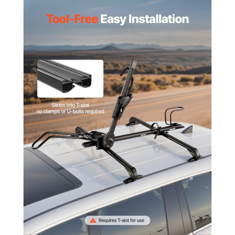 Taitettava kattoteline yhdelle pyörälle alumiinirunkoinen 15 kg kantavuus 20–29 tuuman renkaille