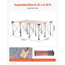Taitettava työpukki alumiiniseos ja hiiliteräs 12 jalkaa 2041 kilogramman kantavuus