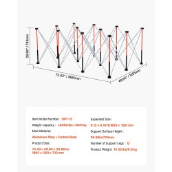 Taitettava työpukki alumiiniseos ja hiiliteräs 12 jalkaa 2041 kilogramman kantavuus