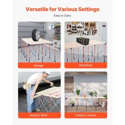 Kokoontaitettava työalusta 15 tukijalkaa alumiiniseos ja hiiliteräs 2445x1255 mm 2724 kg