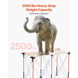 Taittuva työpukki alumiiniseos ja hiiliteräs 1135 kg kantavuus kuudella tukijalalla