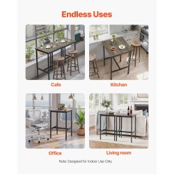 Korkea baaripöytä MDF-levy metallirungolla 24x24x36 tuumaa rustiikinruskea