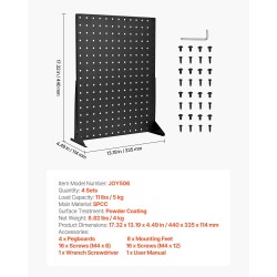 Pöytämallinen reiällinen taustalevy 4-osainen kylmävalssattu teräs 440x330x114 mm