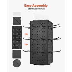 Pyörivä reikälevyteline SPCC-teräs 188 x 188 x 520 mm 4 kpl musta
