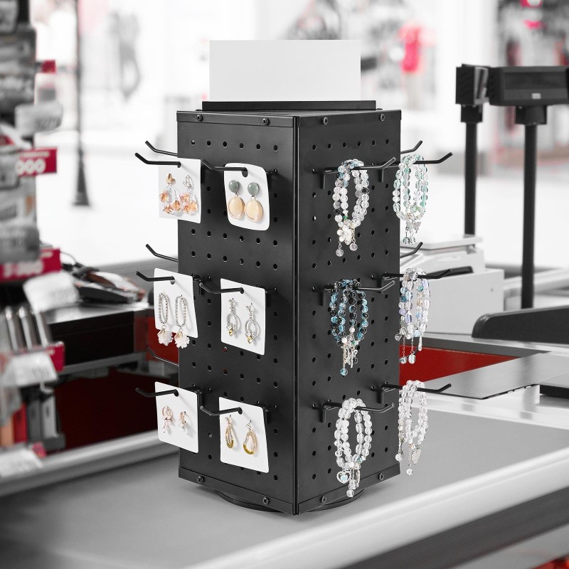 Pyörivä reikälevyteline SPCC-teräs 188 x 188 x 520 mm 4 kpl musta