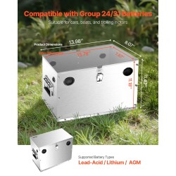 Akkulaukku pinnoitetusta ruostumattomasta teräksestä ryhmän 24/31 akuille 12V 24V 36V