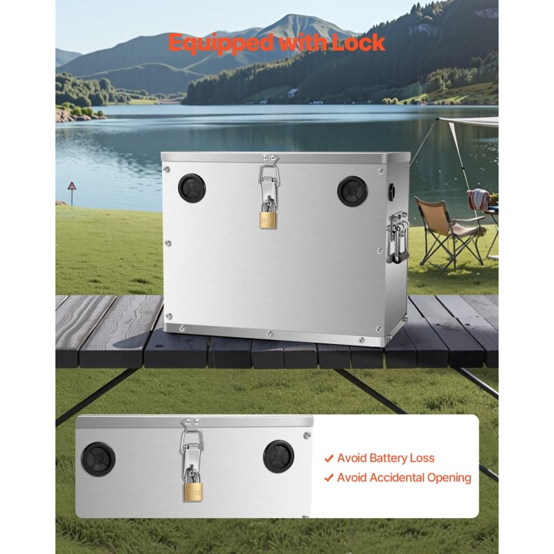 Akkulaukku pinnoitetusta ruostumattomasta teräksestä ryhmän 24/31 akuille 12V 24V 36V