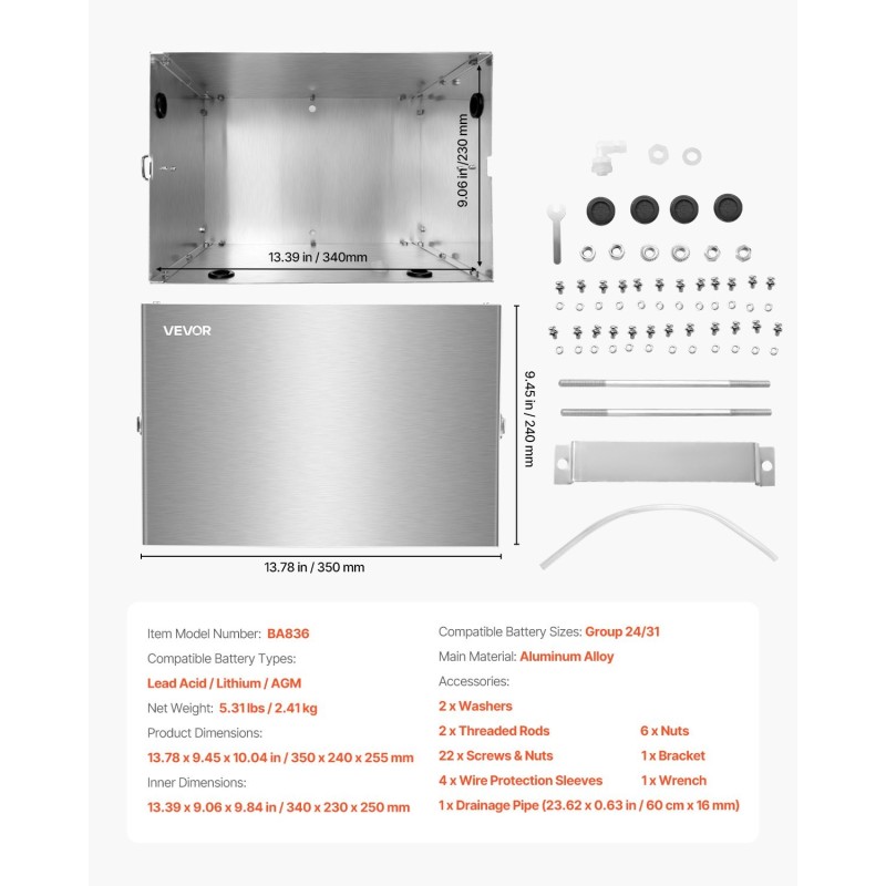 Akkuboxi alumiiniseoskuorinen 24/31-kokoluokan akuille maastoautoihin ja kuorma-autoihin