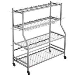 Siirrettävä vapateline 15 vavalle seosteräsrunko MDF levyhyllyillä pyörillä