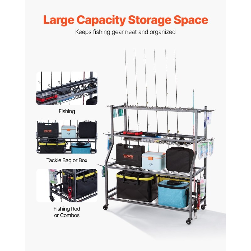 Siirrettävä vapateline 15 vavalle seosteräsrunko MDF-levyhyllyillä pyörillä