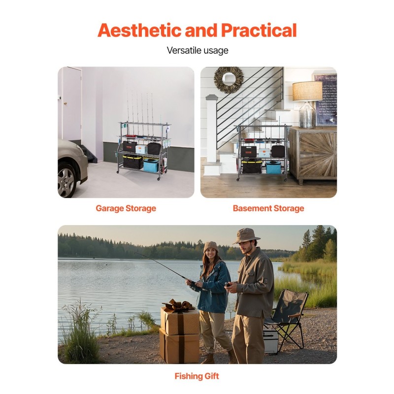 Siirrettävä vapateline 15 vavalle seosteräsrunko MDF-levyhyllyillä pyörillä