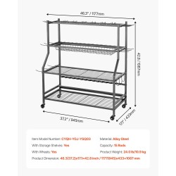 Siirrettävä vapateline 15 vavalle seosteräsrunko MDF-levyhyllyillä pyörillä