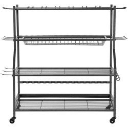 Siirrettävä vapateline 15 vavalle seosteräsrunko MDF-levyhyllyillä pyörillä