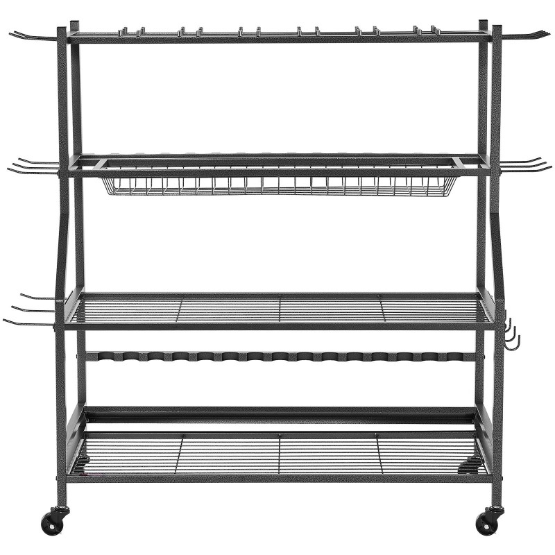 Siirrettävä vapateline 15 vavalle seosteräsrunko MDF-levyhyllyillä pyörillä