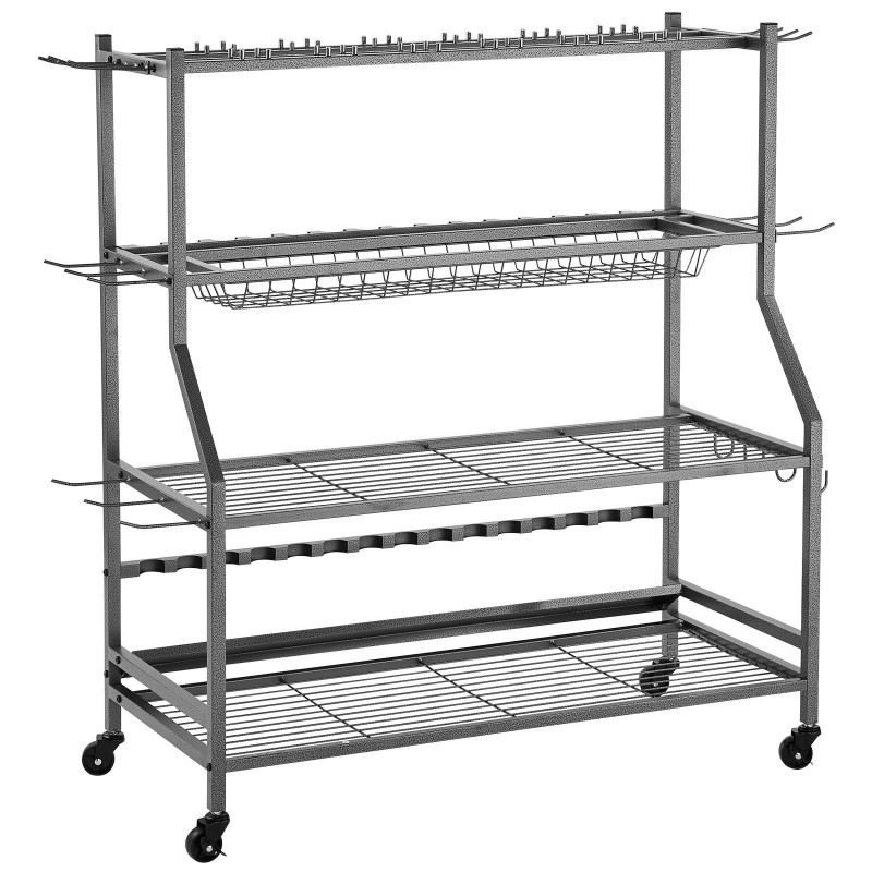 Siirrettävä vapateline 15 vavalle seosteräsrunko MDF-levyhyllyillä pyörillä