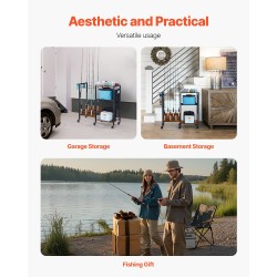 Kalastusvapateline MDF-levy ja seosteräsrunko 12 vavalle 6 pyörää jarruilla