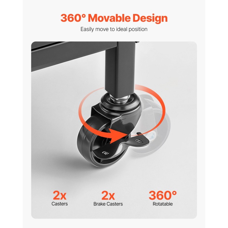 Kalastusvapateline seosteräksestä 10 vavalle monitasoisella hyllyllä pyörillä ja jarruilla sisäkäyttöön