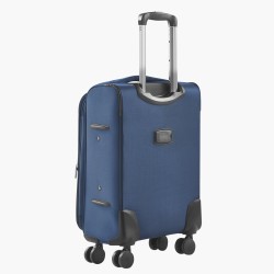 Pehmeäkantainen 20 tuumainen käsimatkalaukku sininen twill Oxford kangas laajennettava 360 asteen pyörillä TSA lukolla