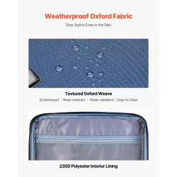 Pehmeäkantainen 20-tuumainen käsimatkalaukku sininen twill-Oxford-kangas laajennettava 360 asteen pyörillä TSA-lukolla