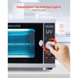 UV-sterilointikaappi kynsityökaluille 12 l kaksitasoinen irrotettavilla hyllyillä 185 nm ajastin 5–60 min