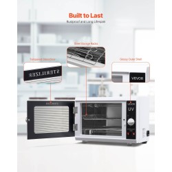 UV-sterilointikaappi kynsityökaluille 12 l kaksitasoinen irrotettavilla hyllyillä 185 nm ajastin 5–60 min