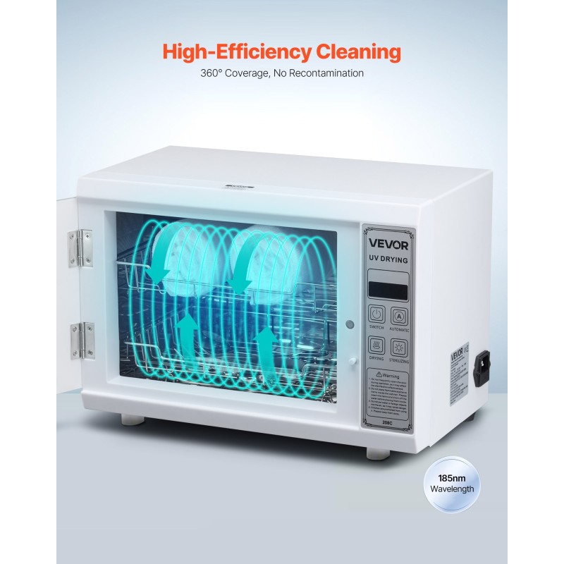 Puhdistuskaappi kynsityökaluille UV 185 nm 12L valkoinen kaksitasoinen