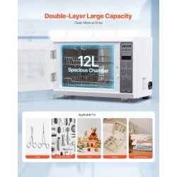 Puhdistuskaappi kynsityökaluille UV 185 nm 12L valkoinen kaksitasoinen