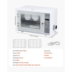 Puhdistuskaappi kynsityökaluille UV 185 nm 12L valkoinen kaksitasoinen