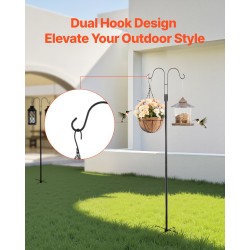 Teräspaalu 1524 mm säädettävä kaksikoukkuinen lintulautoille ja koristeille