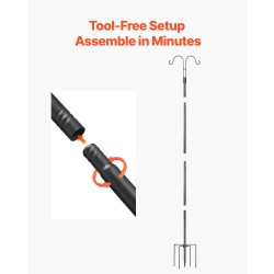 Teräspaalu 1524 mm säädettävä kaksikoukkuinen lintulautoille ja koristeille